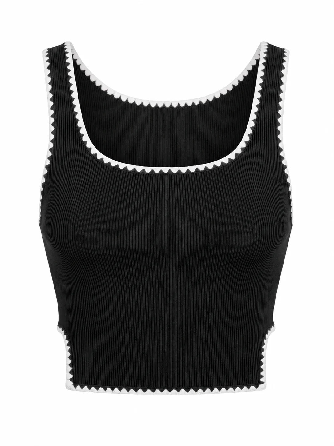 Black and White Tank Top Black