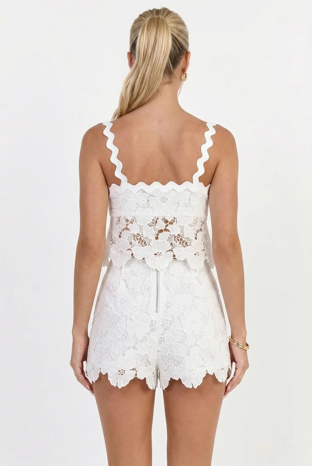 Floral Eyelet Lace Short Set